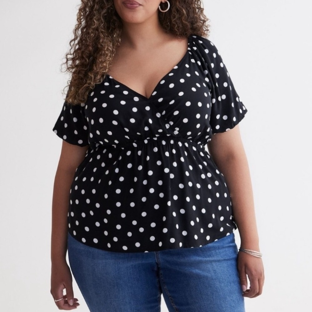 PENN. Polka Dot Peplum Blouse